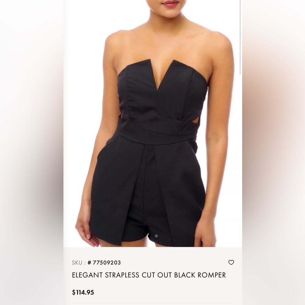 Elegant Strapless Cut Out Black Romper - Size Small